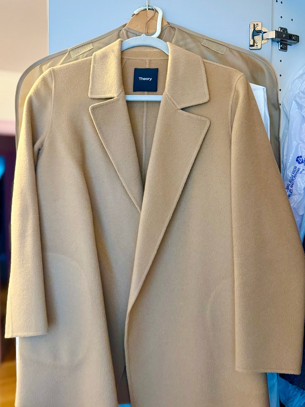 Theory Camel Wool-Blend Single-Breasted Long Coat